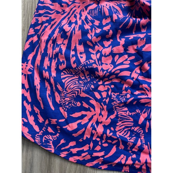 Lilly Pulitzer Strapless‎ Dress Pink Blue Tropical Print Smocked Waist XS - Picture 3 of 5